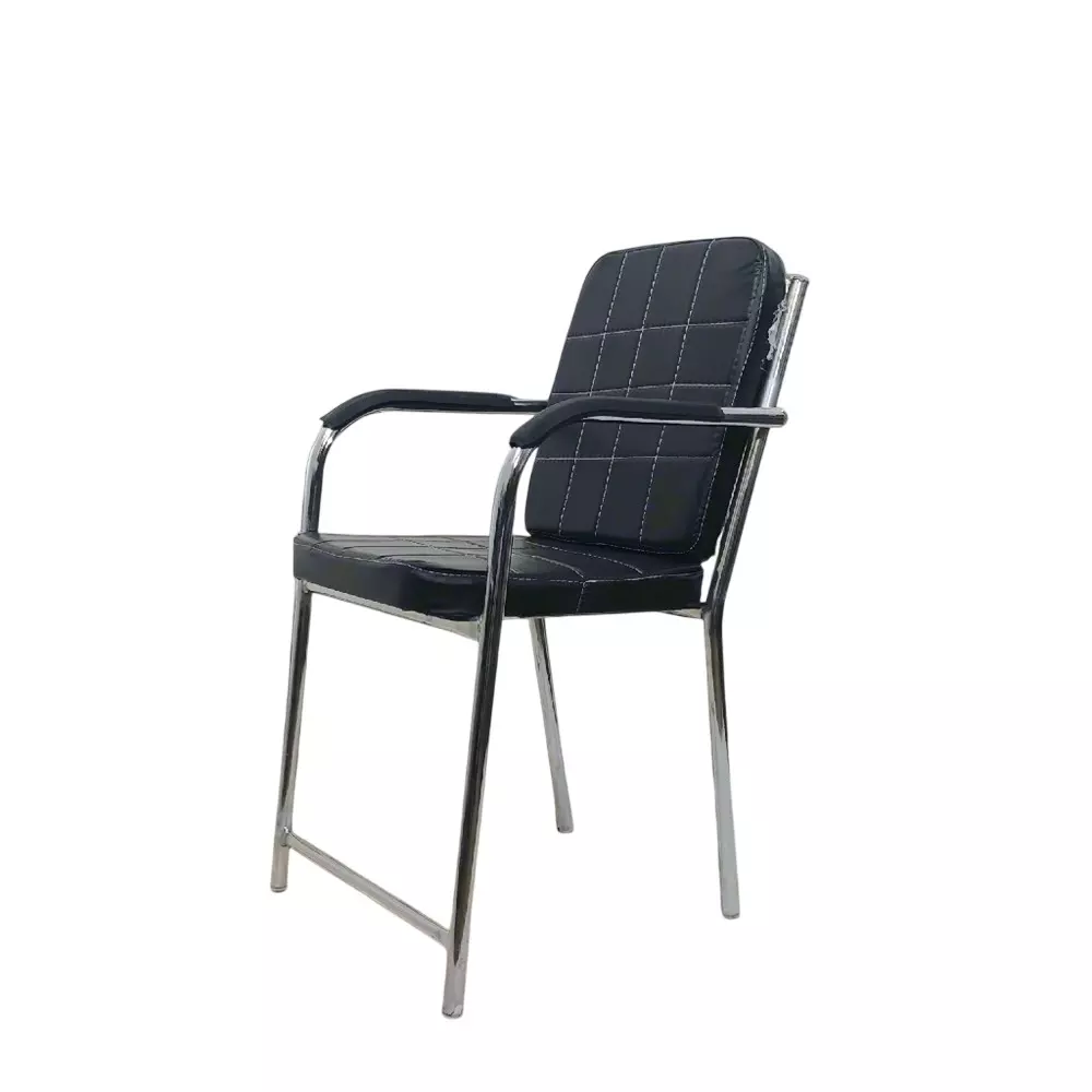 MY CUBICLES Novara Visitor Chair Mid Back Leather Back Material Black, MC0097