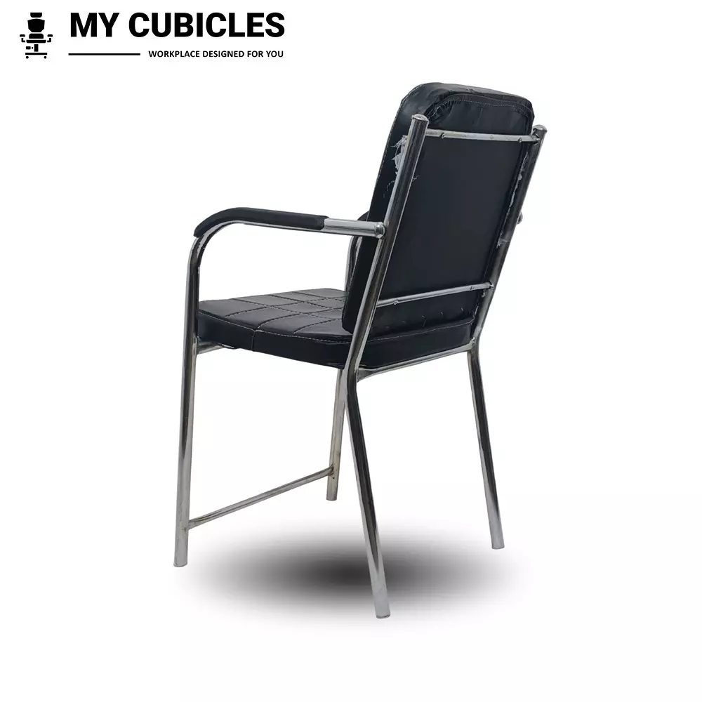 MY CUBICLES Novara Visitor Chair Mid Back Leather Back Material Black, MC0097