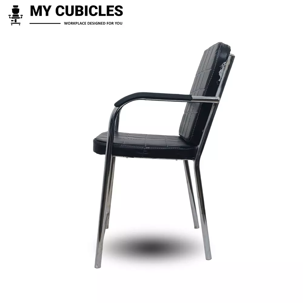 MY CUBICLES Novara Visitor Chair Mid Back Leather Back Material Black, MC0097