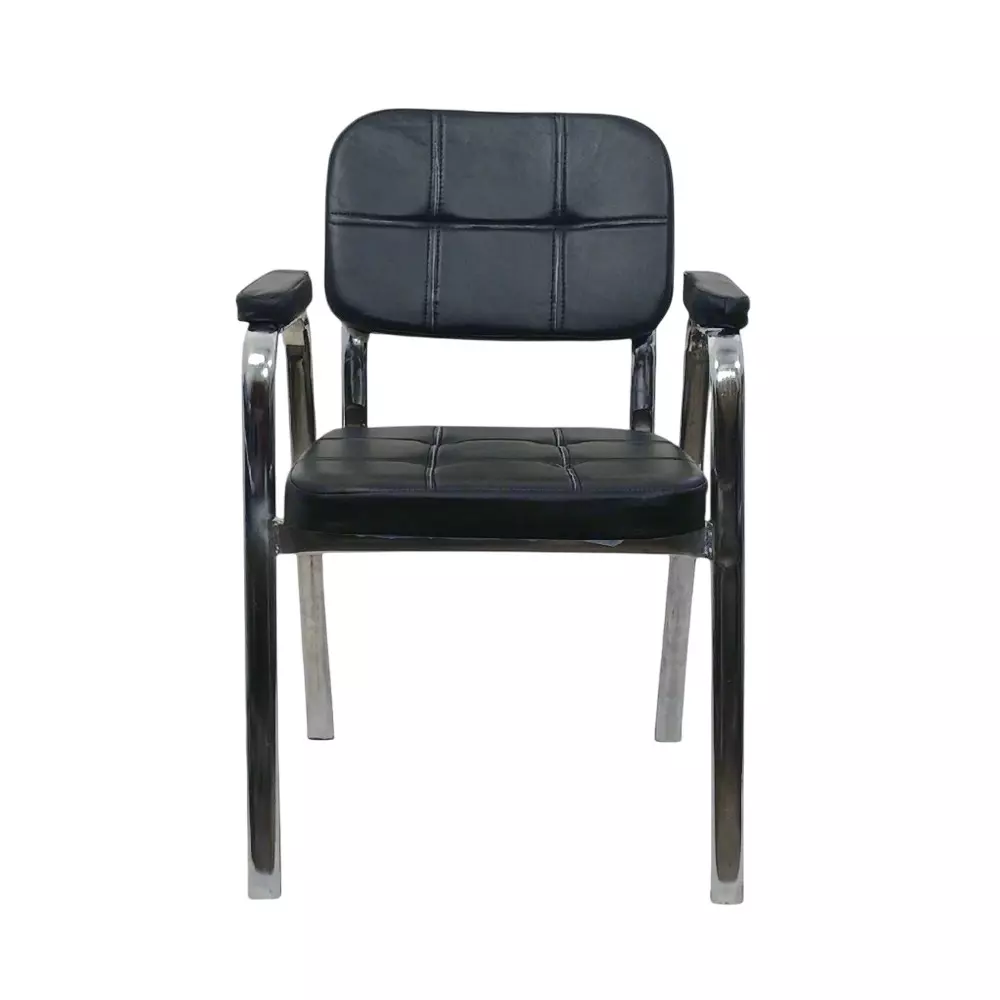 MY CUBICLES OnyxEdge Visitor Chair Mid Back Leather Back Material Black, MC0099