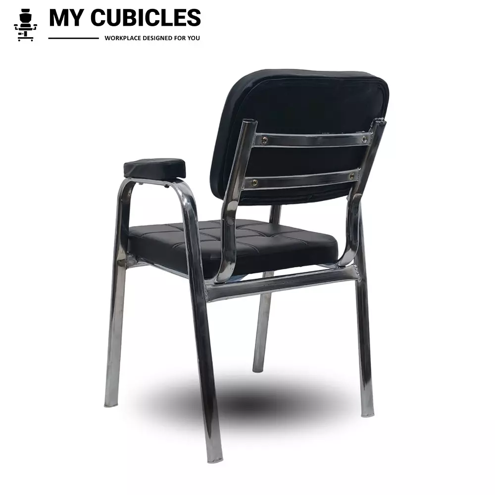 MY CUBICLES OnyxEdge Visitor Chair Mid Back Leather Back Material Black, MC0099