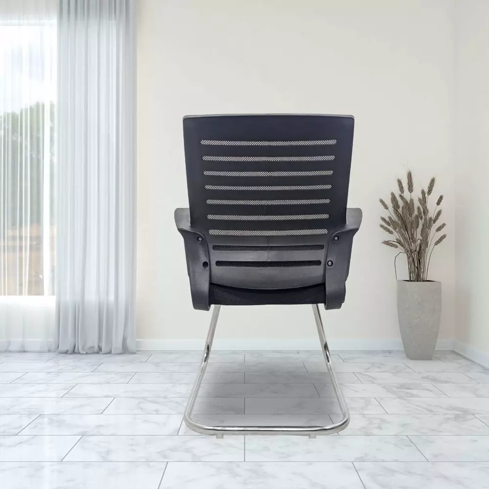 MY CUBICLES Prime Office Visitor Chair Mid Back Mesh Back Material Black, MC0087
