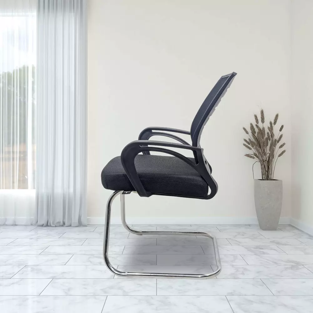 MY CUBICLES Prime Office Visitor Chair Mid Back Mesh Back Material Black, MC0087