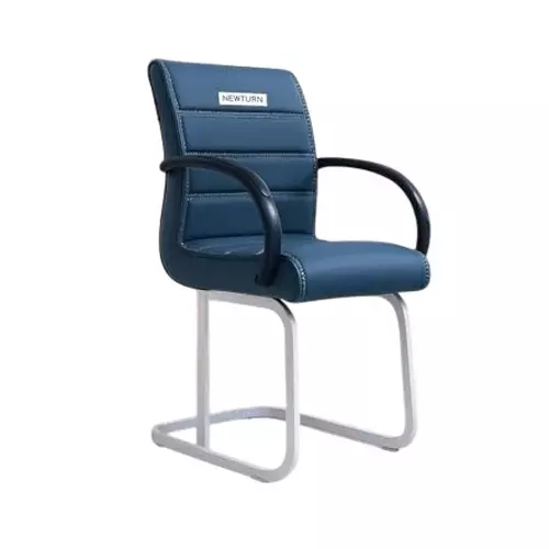 NEWTURN Thanos Visitor Chair Double Support Fixed Chair Cushion Back Blue, Grey