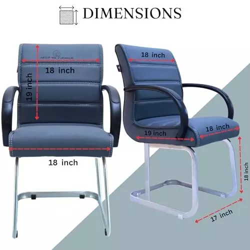 NEWTURN Thanos Visitor Chair Double Support Fixed Chair Cushion Back Blue, Grey