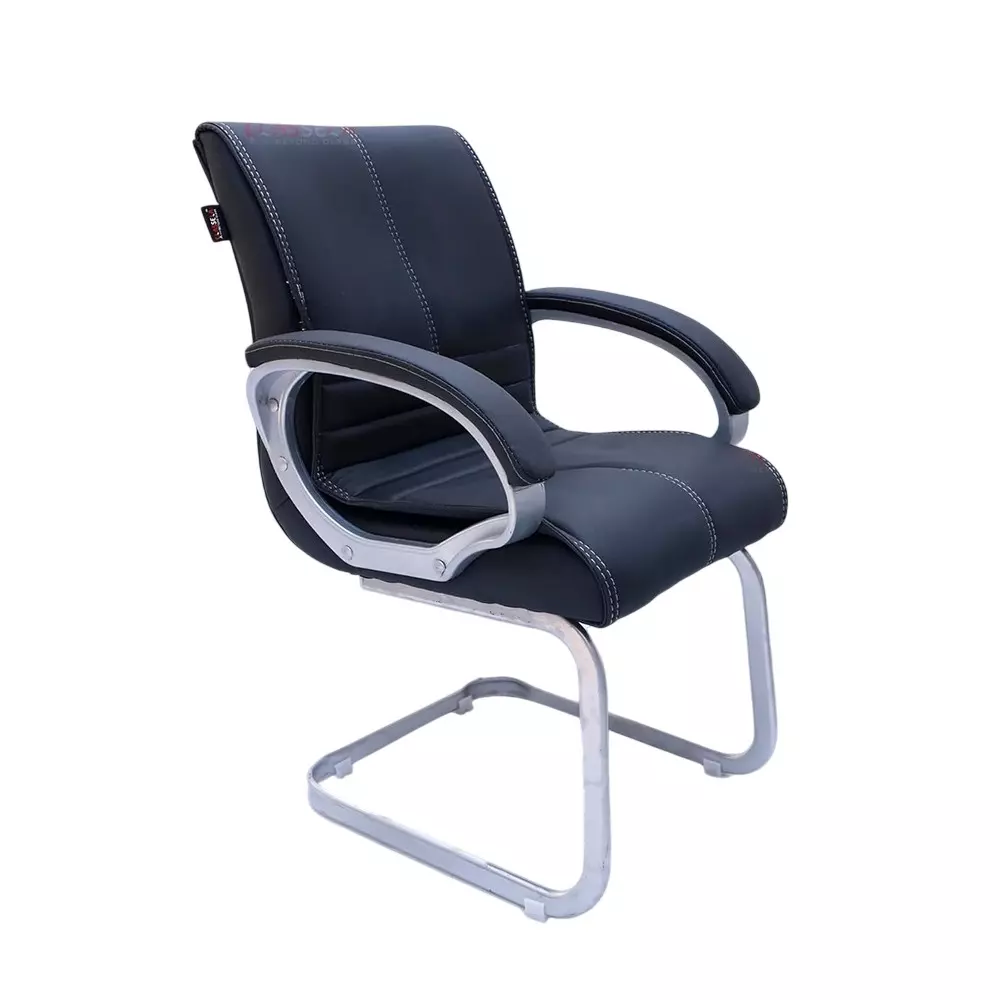 CLASSELA Ergonomic Office Visitor Chair Fixed Stand Leather Black