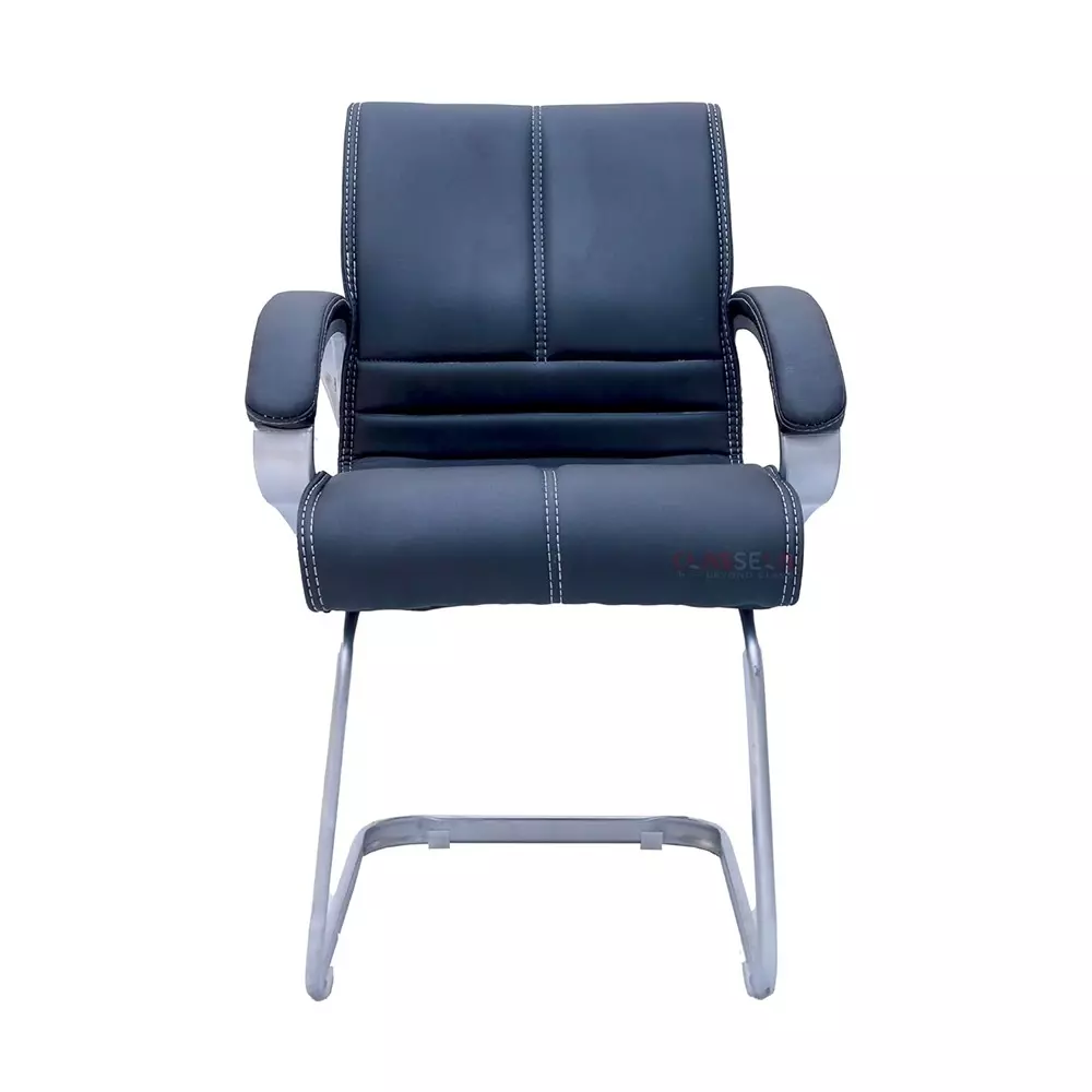 classela-ergonomic-office-visitor-chair-fixed-stand-leather-black