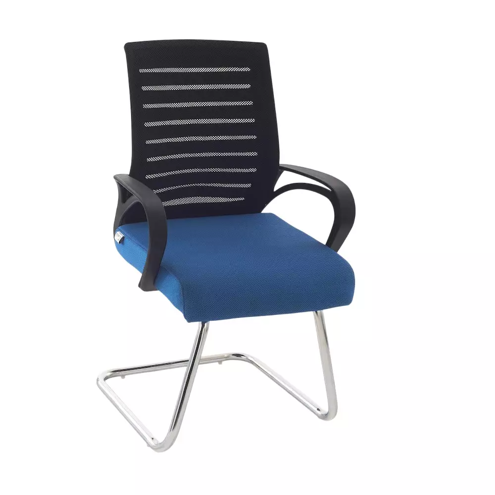 SAHANI Medium Back Visitor Chair Mesh Fabric Arm Rest Blue, SSF-07