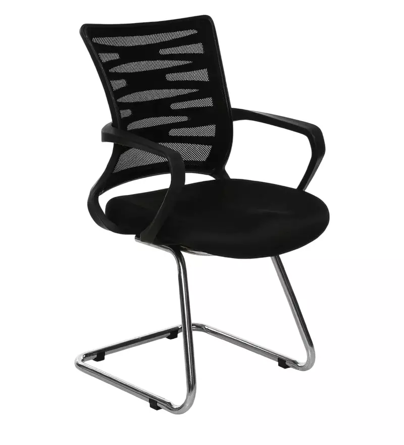 SAHANI Medium Back Office Visitor Chair Fabric Arm Rest Black, SSF-14