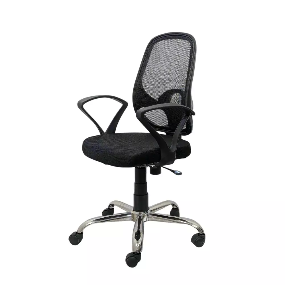 MY CUBICLES Office Visitor Chair Mid Back Mesh Back Material Black, MC002