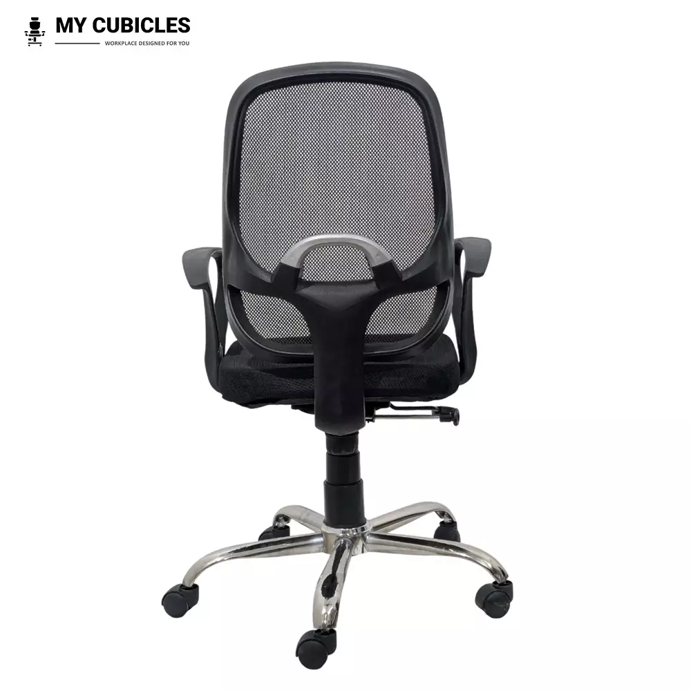 MY CUBICLES Office Visitor Chair Mid Back Mesh Back Material Black, MC002