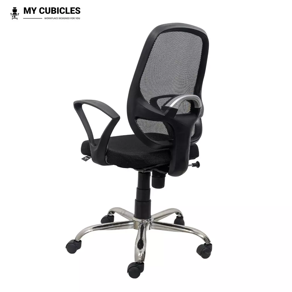MY CUBICLES Office Visitor Chair Mid Back Mesh Back Material Black, MC002