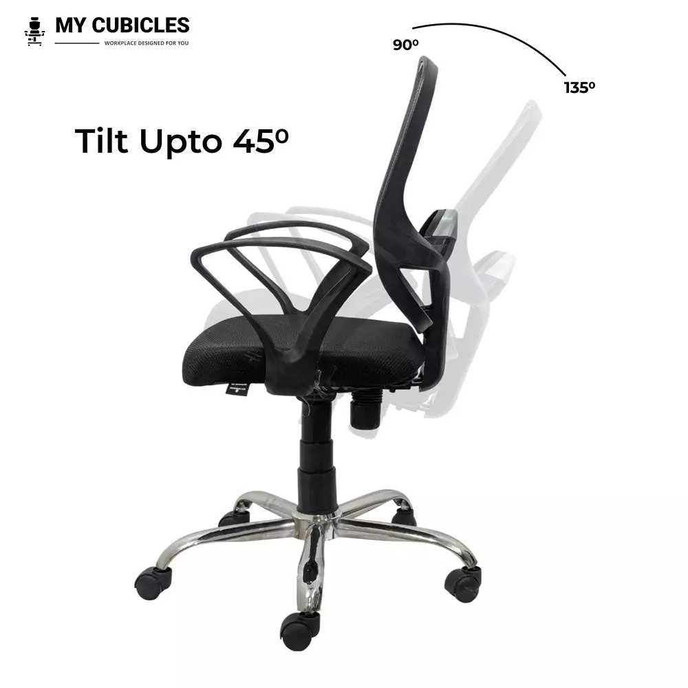 MY CUBICLES Office Visitor Chair Mid Back Mesh Back Material Black, MC002