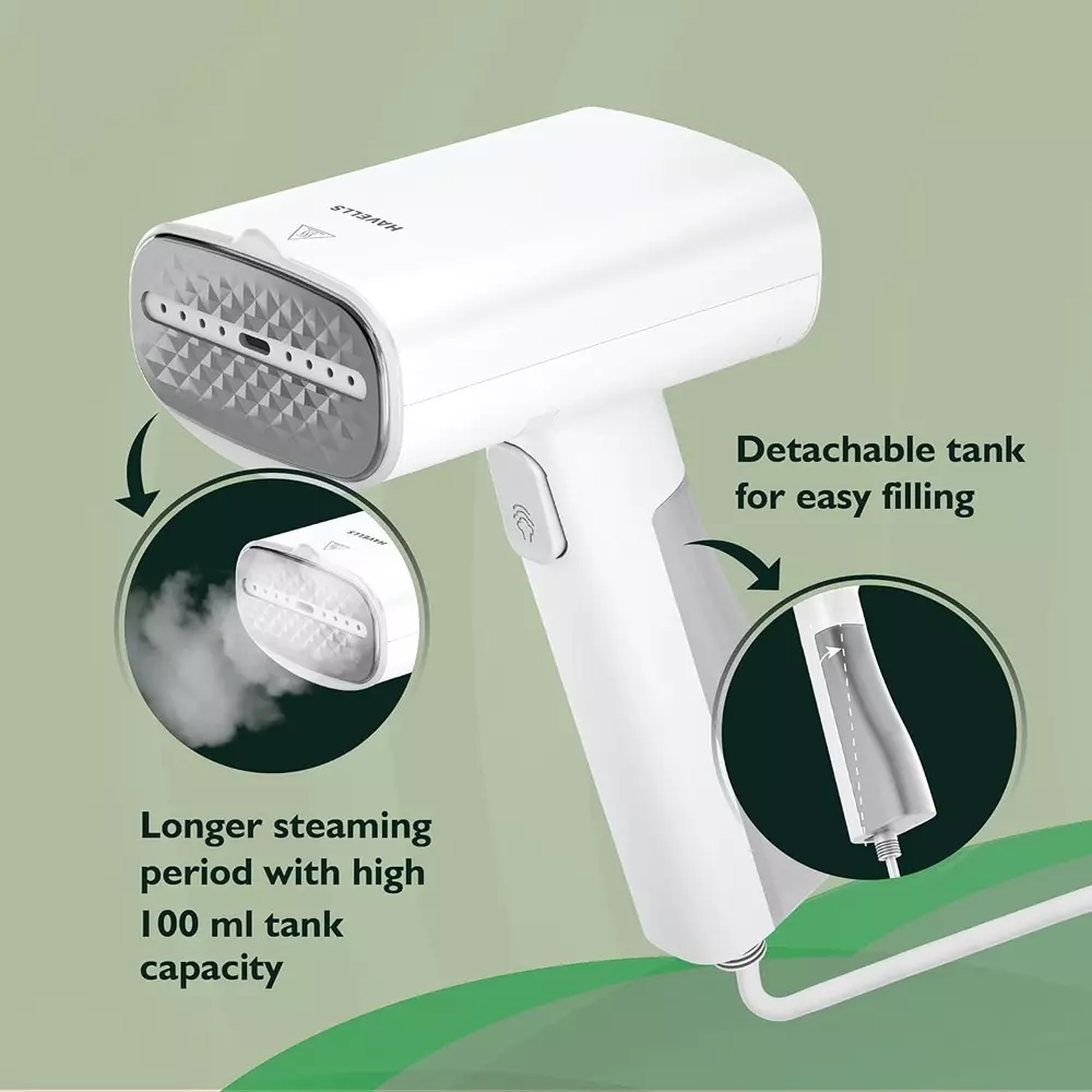 Havells Vela 110 W Handheld Garment Steamer White 100 ml Tank Capacity, GHGGSDDW110
