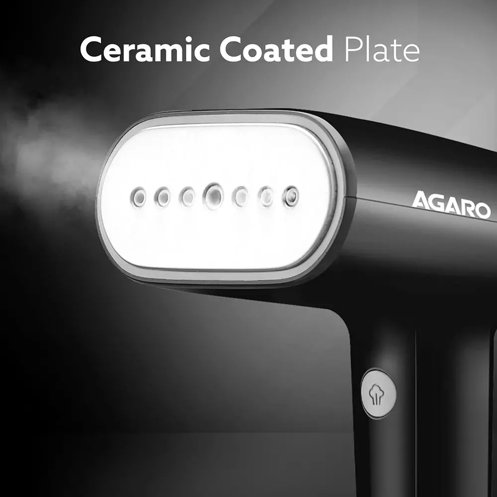 Agaro Icon Handheld Garment Steamer 1800 W with 260 ml Detachable Water Tank & Fabric Brush, Black