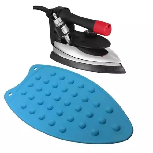 ISTRI Steam Iron Rest Plate with Silicon Pad Jumbo Size Blue 12x6x1 cm ‎Tabletop Mount Silicone for Commercial & Industrial Use