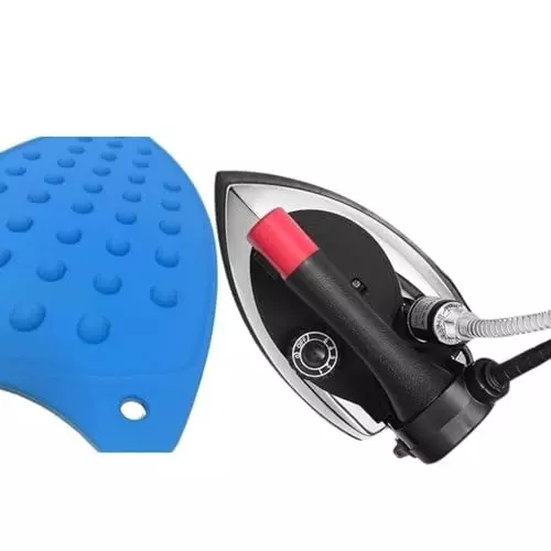 ISTRI Steam Iron Rest Plate with Silicon Pad Jumbo Size Blue 12x6x1 cm ‎Tabletop Mount Silicone for Commercial & Industrial Use