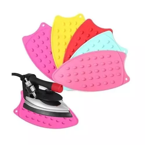 ISTRI Steam Iron Rest Plate with Silicon Pad Jumbo Size Pink 12x6x1 cm ‎Tabletop Mount Silicone for Commercial & Industrial Use