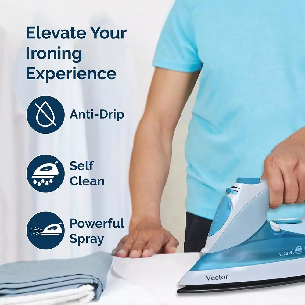 Havells VECTOR 1400 W Steam Iron Blue, GHGSICQB140