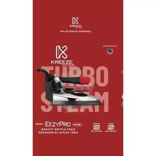 ISTRI Kreeze Eezy Pro Steam Iron with Water Tank & Rest Pad Gravity Bottle Feed 4 L Red 1250 W ‎Stainless Steel for Commercial & Industrial Use