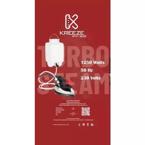 ISTRI Kreeze Eezy Pro Steam Iron with Water Tank & Rest Pad Gravity Bottle Feed 4 L Red 1250 W ‎Stainless Steel for Commercial & Industrial Use