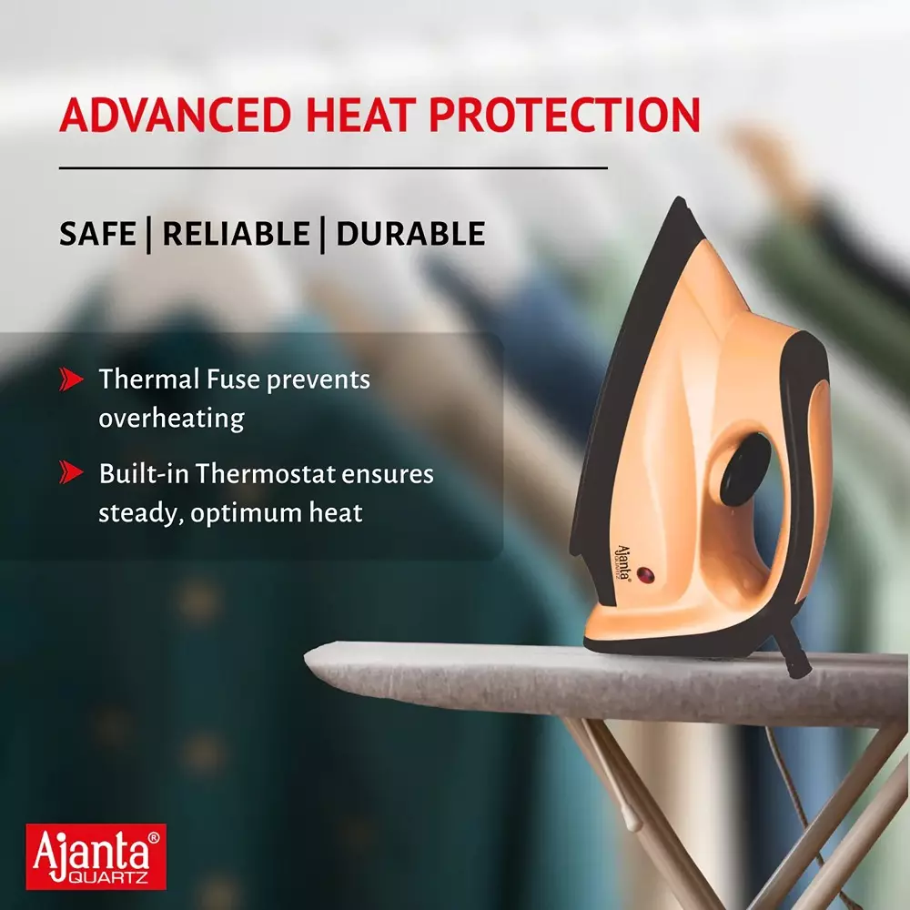 ajanta-quartz-maxglide-dry-iron-1000-w-with-adjustable-temperature-comfortable-grip-choco-brown