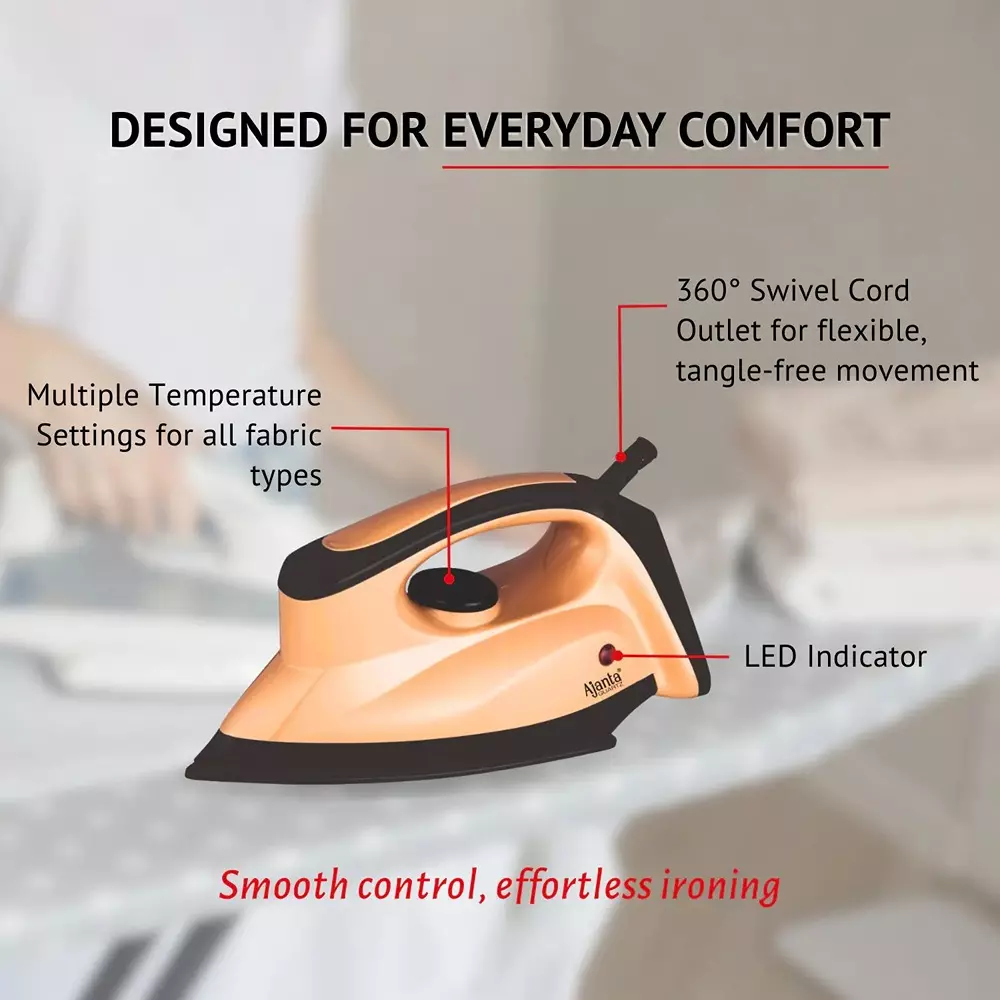 ajanta-quartz-maxglide-dry-iron-1000-w-with-adjustable-temperature-comfortable-grip-choco-brown