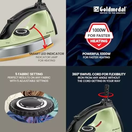 Goldmedal Titan Dry Iron 1000 W Mint Green, DIP1000WS004-MGN