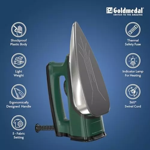 Goldmedal Zoro Dry Iron 1000 W Green, DIM1100WP006-GRN