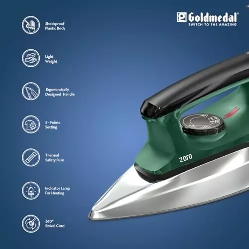 Goldmedal Zoro Dry Iron 1000 W Green, DIM1100WP006-GRN