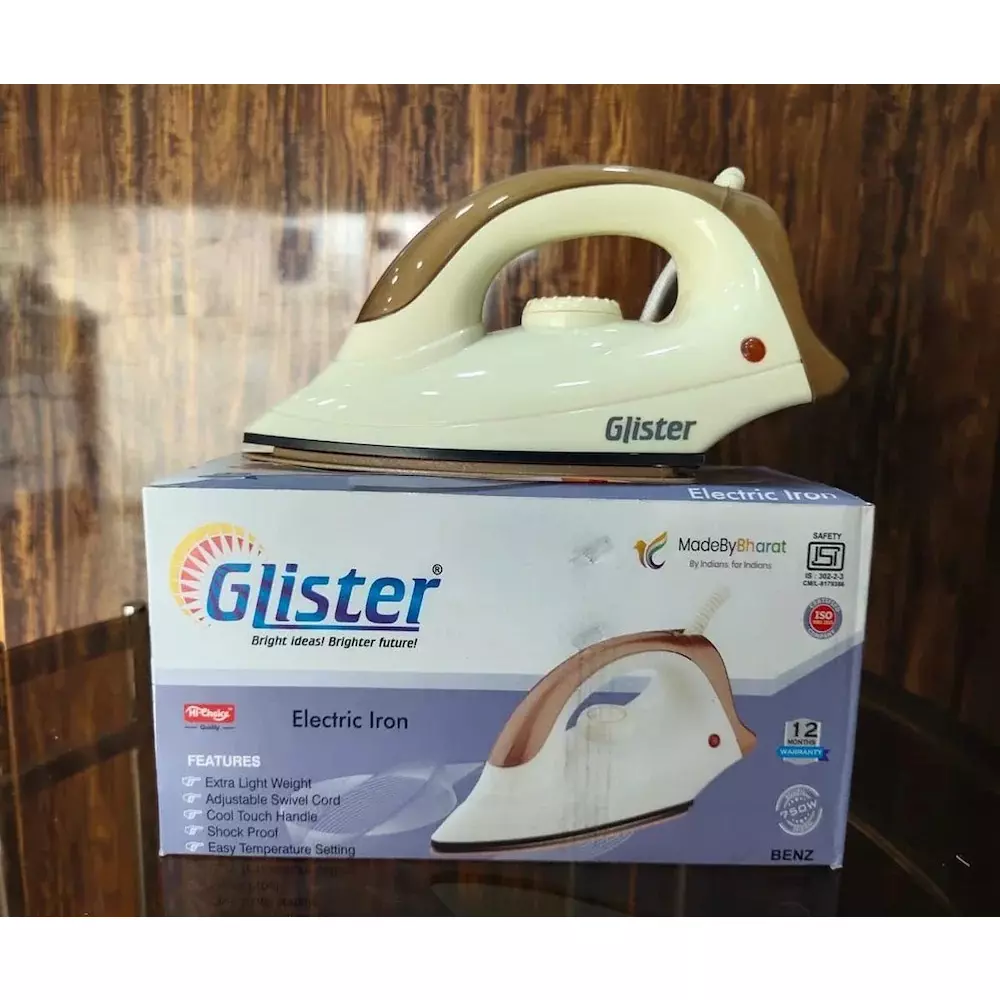 Glister Benz Electric Iron 750 W Shock Protection Plastic