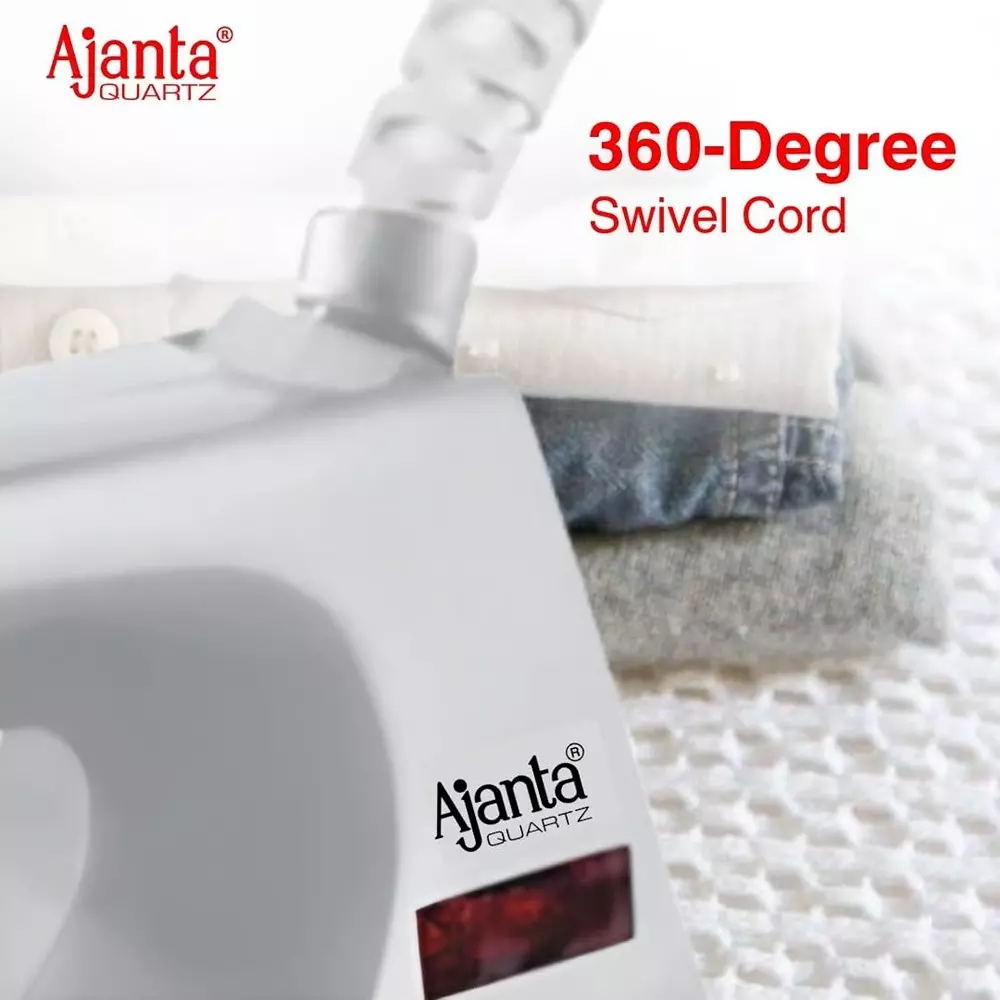 Ajanta Electric Dry Iron 1000 W Half-Handle Metal Body White, DELUXE