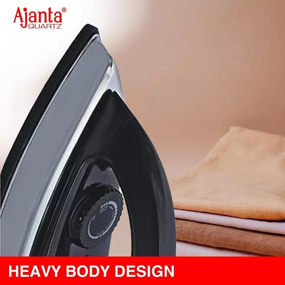 Ajanta Electric Dry Iron 1000 W Heavy Metal Body Black & Silver, ULTIMA