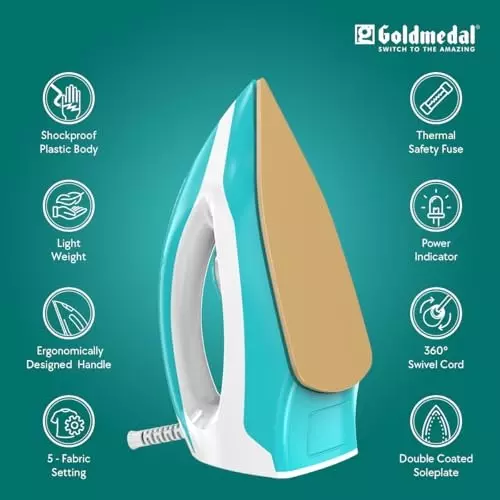 Goldmedal Glide Dry Iron 1100 W Turquoise Blue, DIP1100WS001-TUB