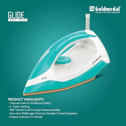 Goldmedal Glide Dry Iron 1100 W Turquoise Blue, DIP1100WS001-TUB