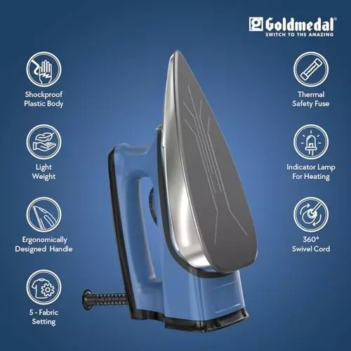 Goldmedal Zoro Dry Iron 1000 W Blue, DIM1100WP006-BLU