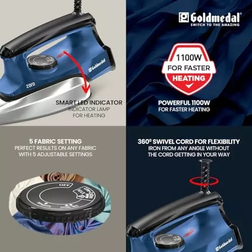 Goldmedal Zoro Dry Iron 1000 W Blue, DIM1100WP006-BLU