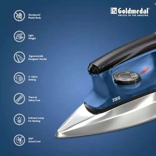 Goldmedal Zoro Dry Iron 1000 W Blue, DIM1100WP006-BLU