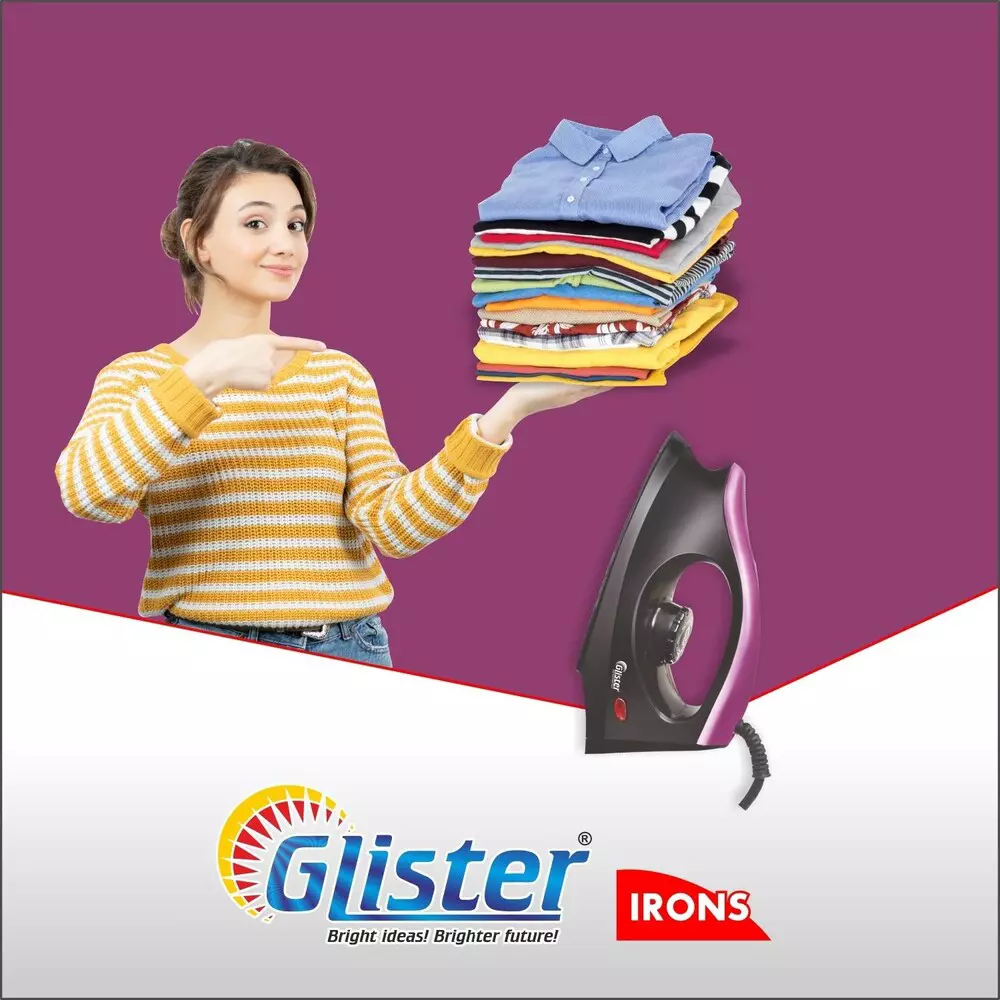 Glister Blacko Electric Iron 750 W Shock Protection Plastic