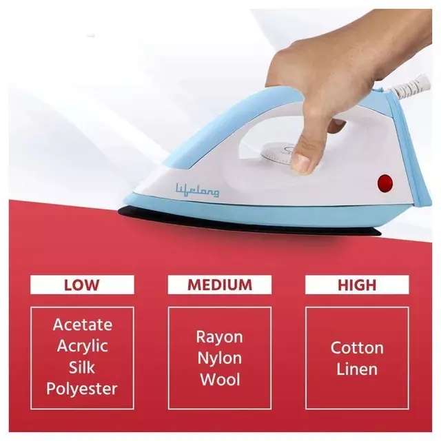 Lifelong Dry Iron 3 Mode White & Blue 1000 W Power Plastic 180° Swivel Cord 220 V Thermostatic Control, LLDI10