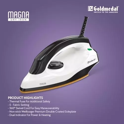 Goldmedal Magna Dry Iron 1100 W Black, DIP1000WS002-NBK