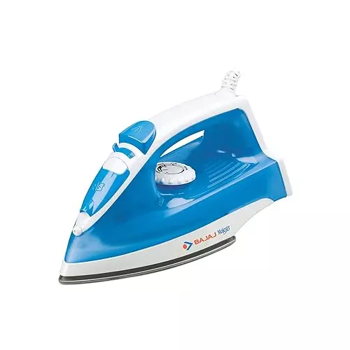 Bajaj Majesty Steam Iron 1250 W Non-Stick Coated Sole Plate and 180 ml Tank Capacity, Blue and White, MX 4 Neo