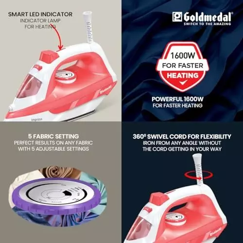 Goldmedal Impress Steam Iron 1600 W Orange, SIP1600WP002-ORA