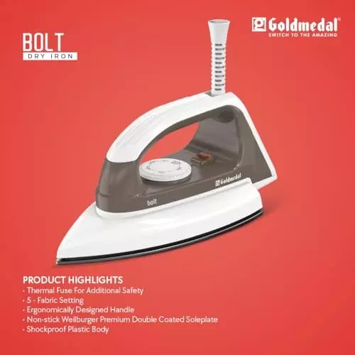 Goldmedal Bolt Dry Iron 1000 W Grey