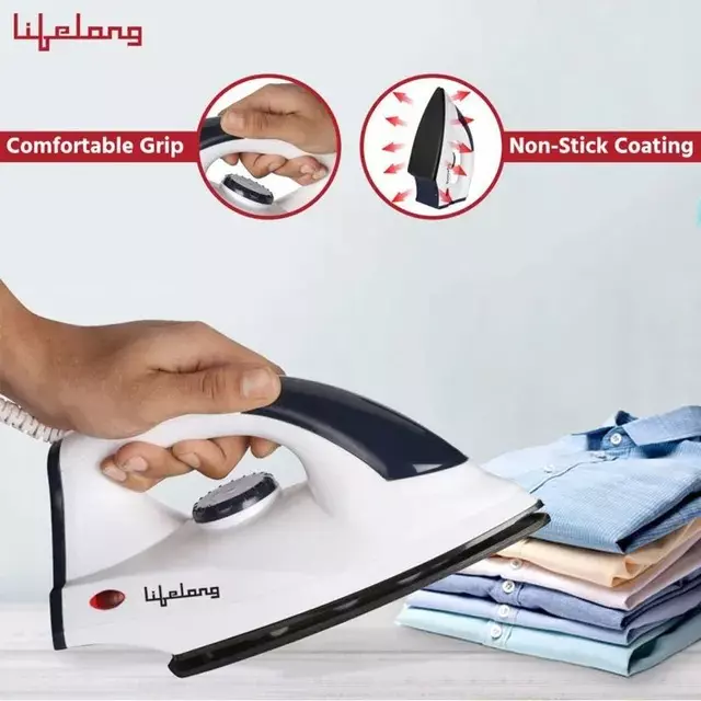Lifelong Dry Iron 4 Mode White & Black 1000 W Power Plastic 180° Swivel Cord 220 V, LLDI30