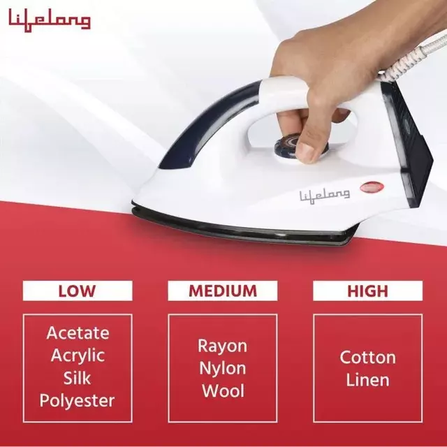 Lifelong Dry Iron 4 Mode White & Black 1000 W Power Plastic 180° Swivel Cord 220 V, LLDI30