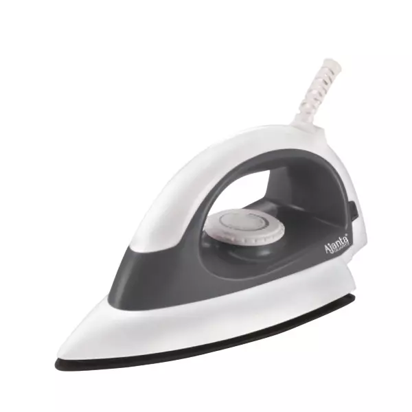 Ajanta Electric Dry Iron 750 W Full ABS Body White & Grey, EAZYGLIDE