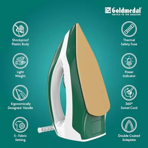 Goldmedal Glide Dry Iron 1100 W Peacock Green, DIP1100WS001-PGN