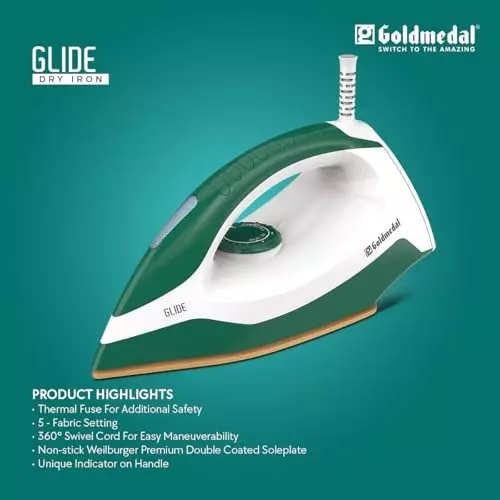 Goldmedal Glide Dry Iron 1100 W Peacock Green, DIP1100WS001-PGN