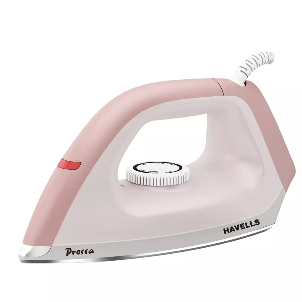 Havells Pressa Dry Iron 1100 W Power Rating with Greblon Non Stick Sole Plate and 360° Swivel Cord in Peach Color, GHGDICTC110